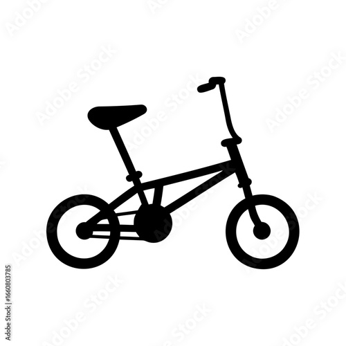 Simple black silhouette illustration of a BMX bike on a white background