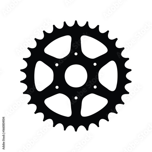 Silhouette of a bicycle gear, chainring or sprocket isolated on white background