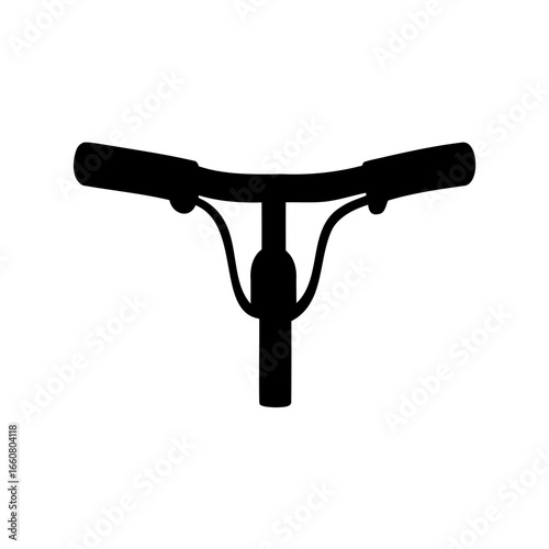 Black silhouette of a bicycle handlebar and stem on a white background