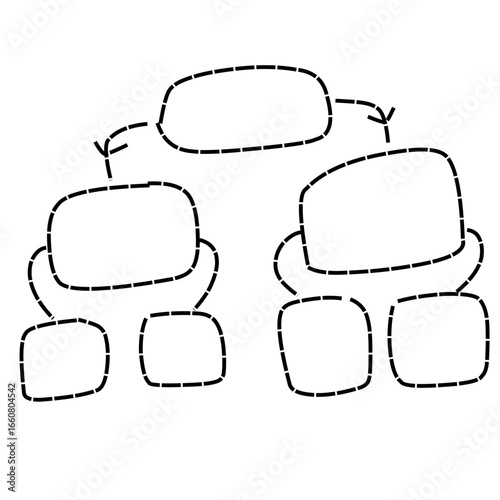 Creative flowchart design illustrating interconnected ideas with blank text boxes for annotations