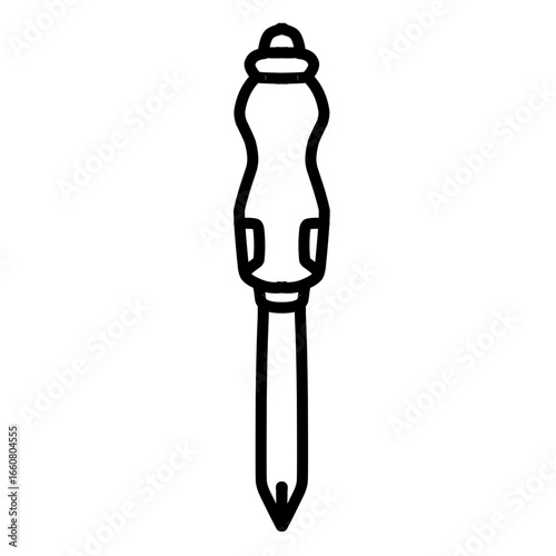 Simple outline drawing of a bottle with a curvy design, suitable for minimalist art and product illustrations