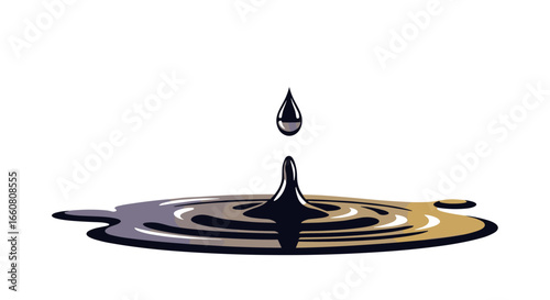 Capturing the mesmerizing moment of a single liquid droplet impacting a tranquil surface creating intricate ripples expanding outwards