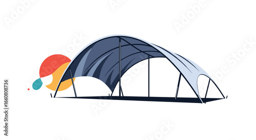 Modern curved roof structure for outdoor shade and shelter solutions