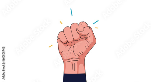 A powerful fist raised high demonstrating strength determination resilience and the spirit of triumph