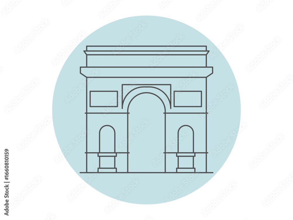 Fototapeta premium Arc de Triomphe icon. Landmark outline icon. Simple vector illustration in modern thin line style.