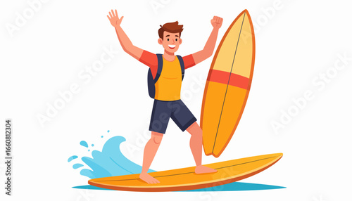 Man surfing on a wave with surfboard.