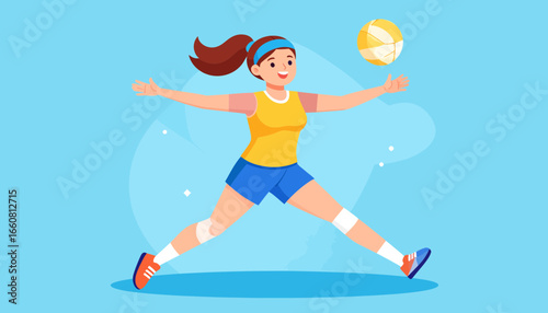 Woman playing volleyball with a ball.