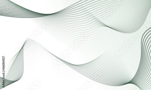 Abstract flowing waves of green and gray lines on a white background suitable for corporate design business banners elegant presentations and medical related graphics