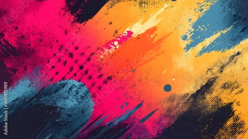 A bold and dynamic abstract painting featuring a composition of vibrant colors expressive brushstrokes and layers of texture creating a visually captivating and energetic artwork