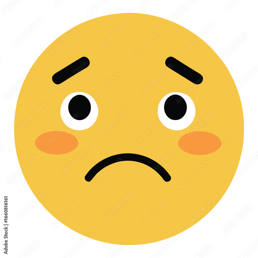 Fototapeta premium Vector sad emoji face, symbolizing sadness, disappointment, negative feedback, and emotion.