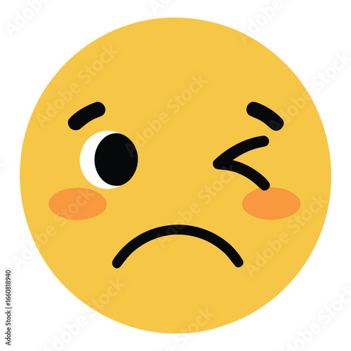 Worried Emoji Vector – Flat cartoon style emoji with a concerned or worried expression, perfect for digital communications, app icons, and social media graphics.