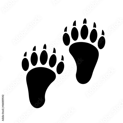 Silhouetted bear paw prints, a wildlife sign or indication of bears nearby