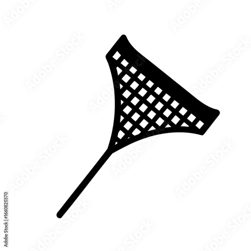 A silhouette illustration of a simple net with a long handle tool