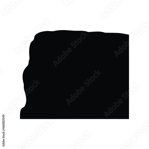 Cliff edge silhouette icon - Black silhouette icon of a cliff edge or rocky plateau, representing natural landscapes, geology, hiking, climbing, and outdoor adventure.
