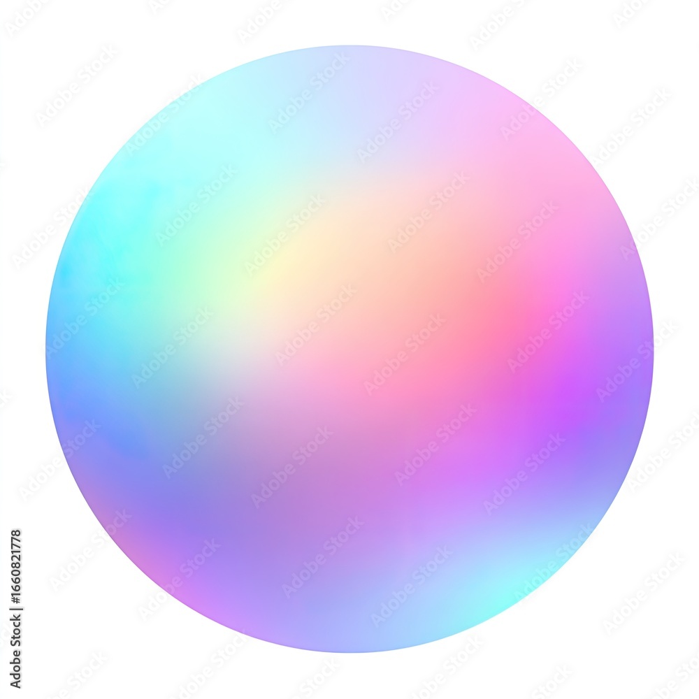 Obraz premium Abstract, vibrant, iridescent sphere with a soft, gradient blend of pastel colors