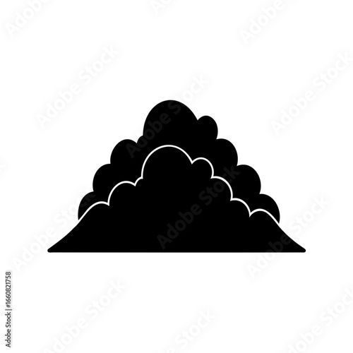 Silhouette of cumulus cloud weather icon - Black silhouette of a tall cumulus cloud formation, symbolizing weather, sky, atmosphere, nature, climate, storm, environment, and meteorology.
