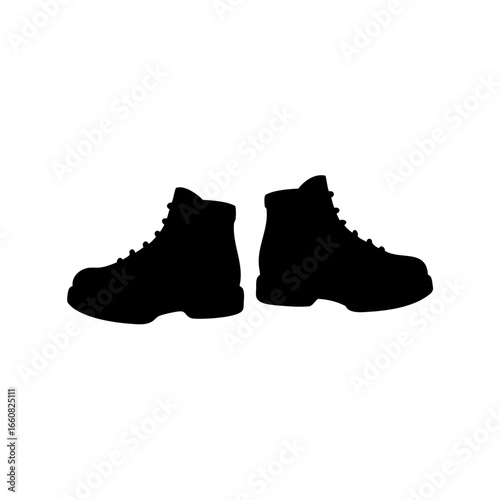 Silhouette of two work boots, representing safety and ruggedness for industry professionals