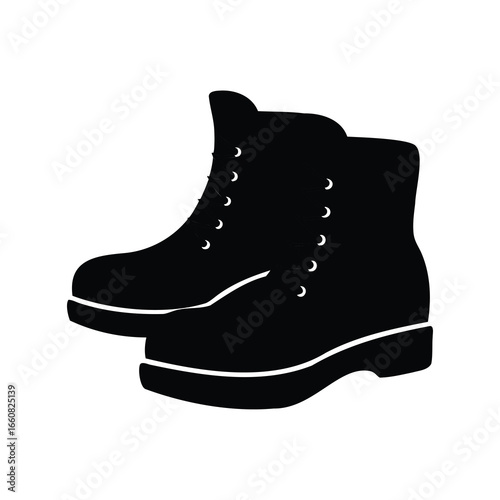 Pair of stylish black leather boots with laces for fashion footwear