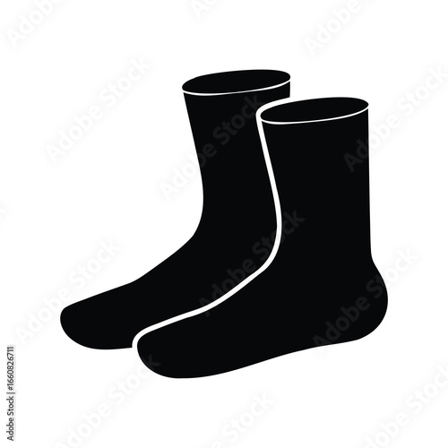 Pair of solid black socks for warmth and comfort vector illustration