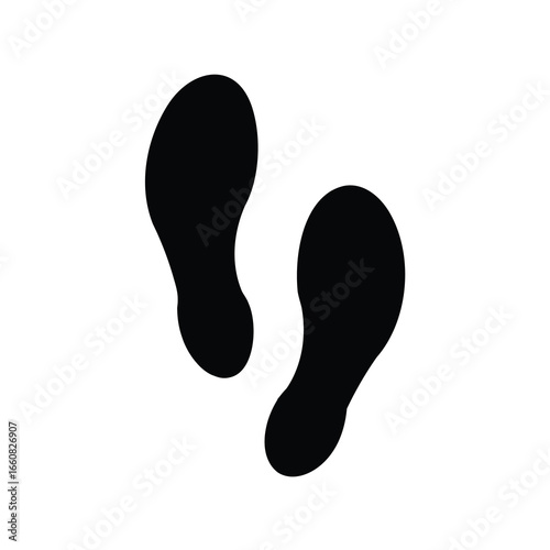 Black Footprints on White Background Suggesting Walking or Following a Path