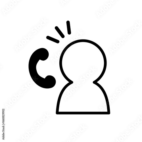 電話で問い合わせるアイコン　モノクロ　素材　イラスト