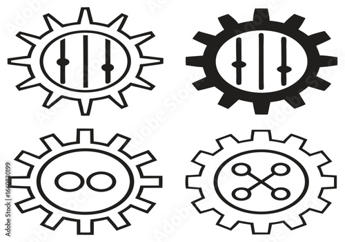 Gear icons with internal mechanisms cogwheel slider