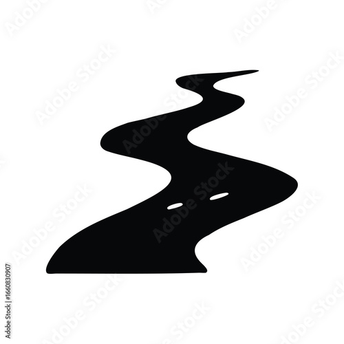 Winding road graphic illustration on white background leading into the distance