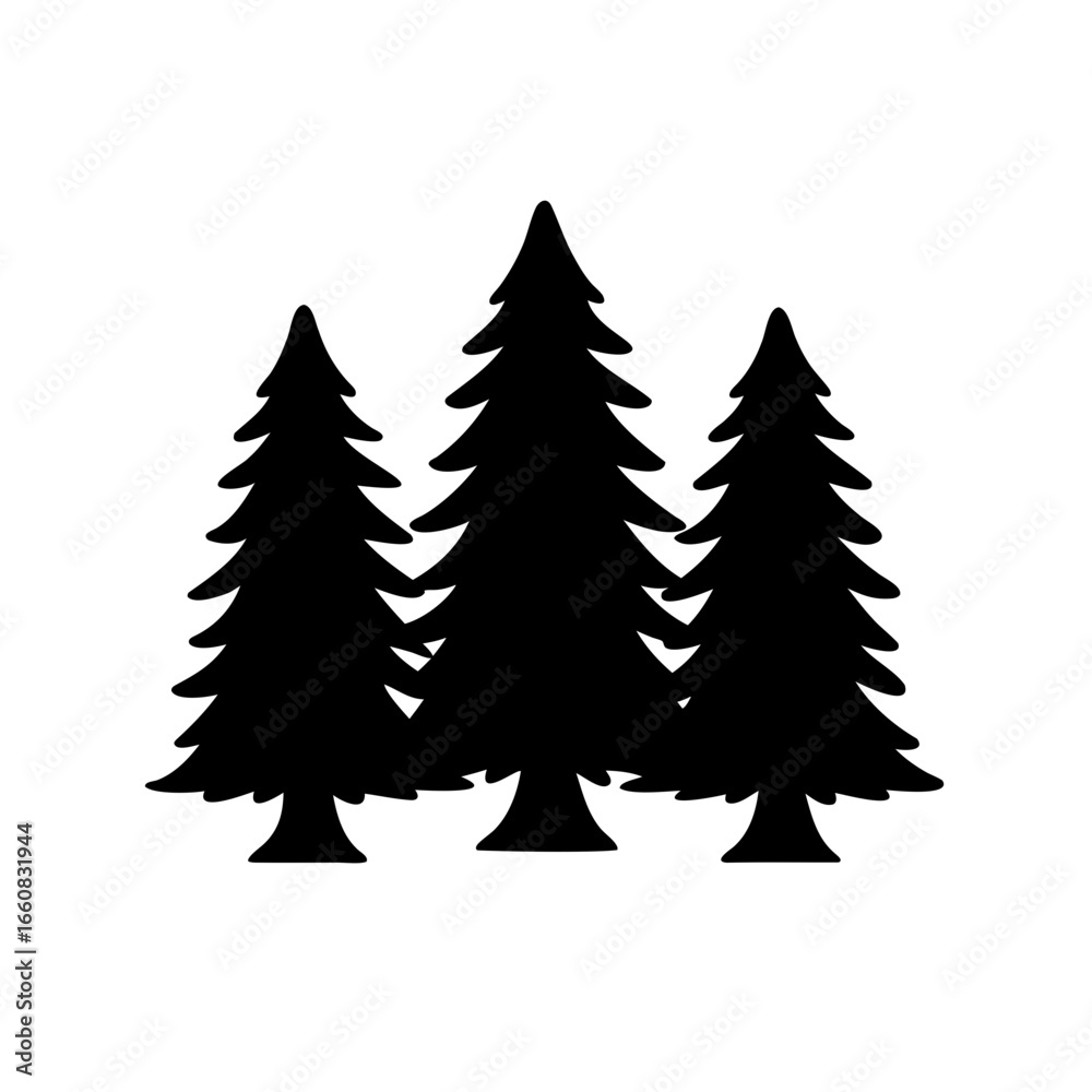 Obraz premium Pine trees silhouette icon