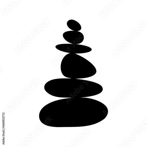 Balanced stone cairn silhouette icon