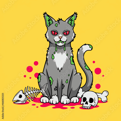Rabies Awareness Day Zombie Cat Illustration