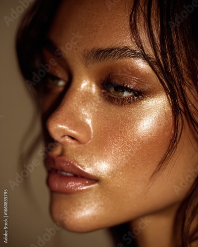 Wallpaper Mural Radiant glowing skin beauty portrait with dewy highlights premium authentic high-fashion skincare content for modern lifestyle branding campaigns Torontodigital.ca