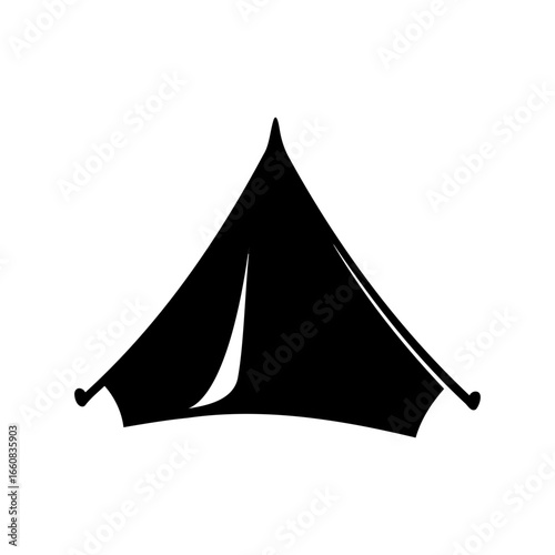 Silhouette of a triangular camping tent