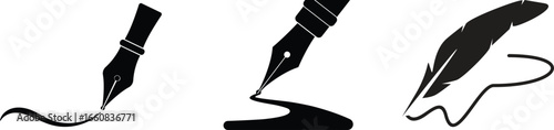 Pen nib icon set.fountain pen tool icon. vector element can be used for nib feather pen designed concept from education collection.Fountain pen nib glyph vector, sign, symbol, logo, illustration.