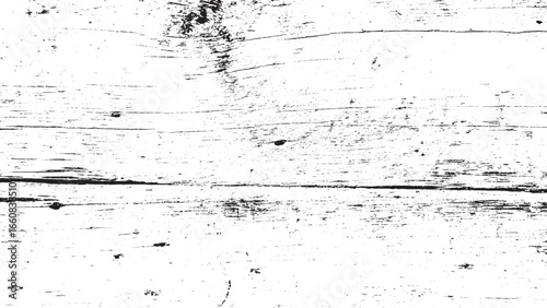 Distressed Black and White Wood Texture Overlay, Aged Grunge Timber Surface Vector Background