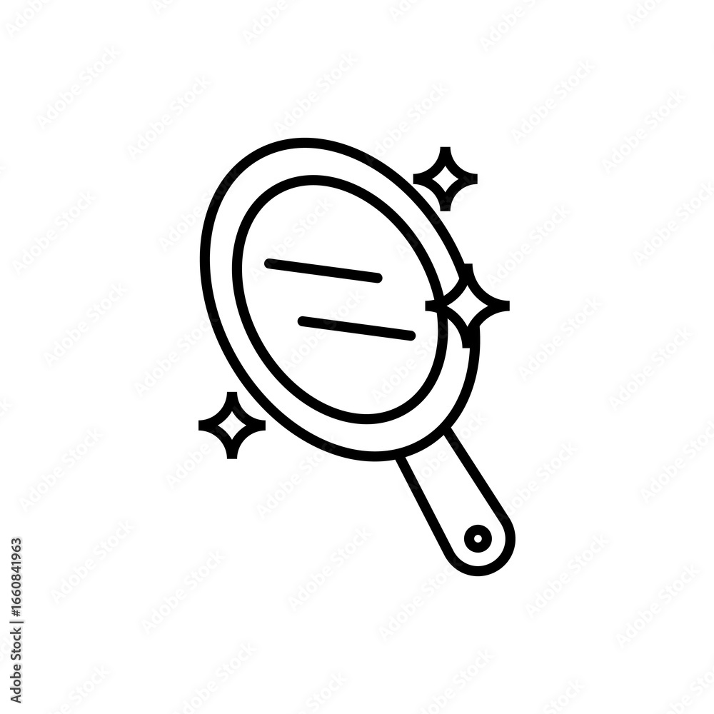 Fototapeta premium Mirror icon, vector line isolated on white background. Trendy and modern design.