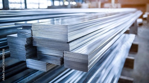 Metal bar inventory showcased on store shelves.