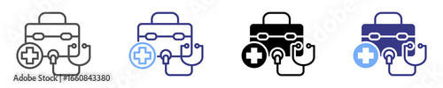 medical equipment icon set multiple style