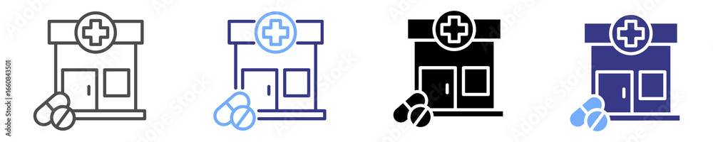 Obraz premium pharmacy icon set multiple style