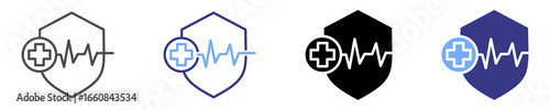 health insurance icon set multiple style