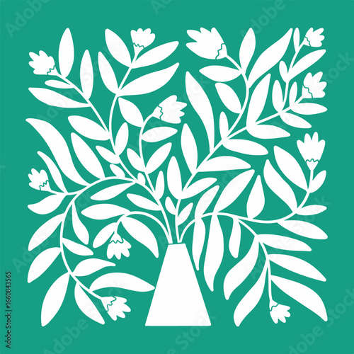 flower flat illustration rose tulip vase decoration leaves leaf