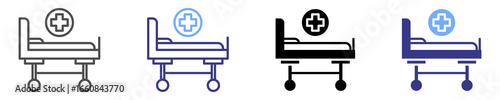 hospital bed icon set multiple style