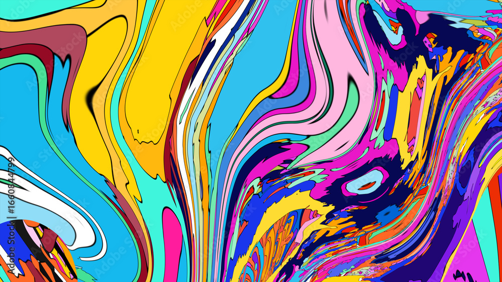 Obraz premium Close up of swirling vibrant colors creating an abstract fluid, and psychedelic pattern design effect