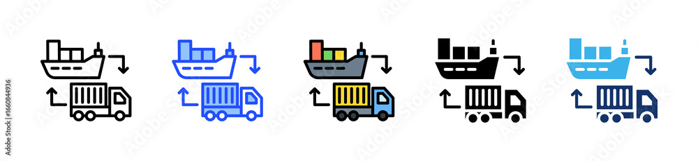 Fototapeta premium Export & Import Icon Collection With Multiple Styles