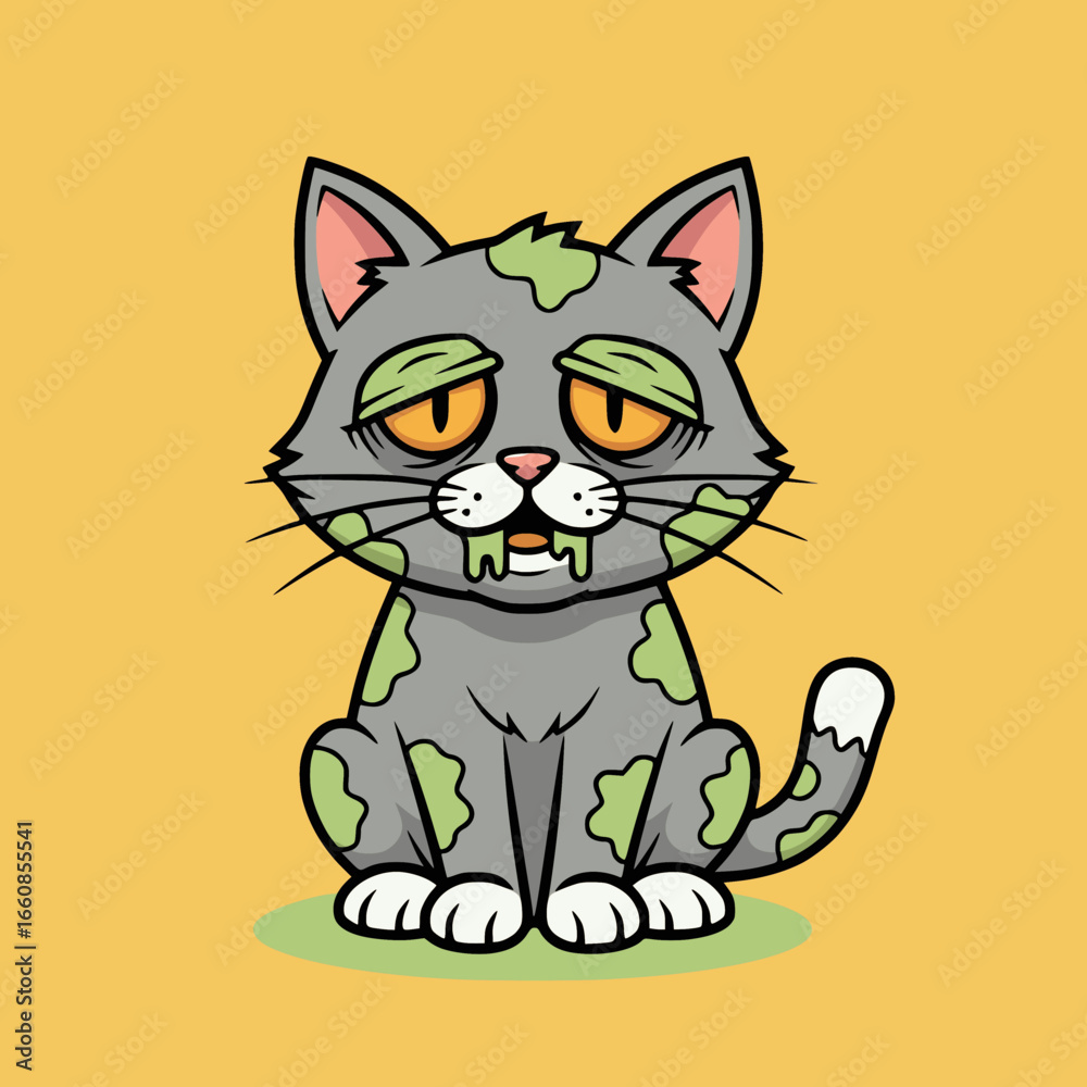 Obraz premium Rabies Awareness Day Zombie Cat Illustration