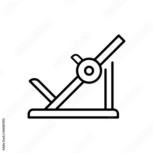 Leg press machine icon. Simple outline style. Fitness, gym, training, workout, muscle, power, strength, legs, sport equipment concept. Thin line symbol. Vector isolated design