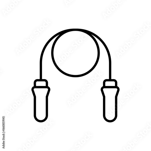 Jumping rope icon. Simple outline style. Fitness, skipping rope, jump, health, lifestyle, game, training, exercise, sport gear concept. Thin line symbol. Vector isolated design