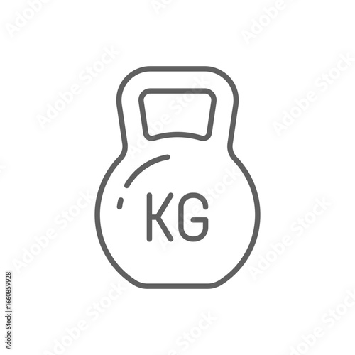 Weight kg icon. Simple outline style. Weight for sport badge, heavy, kilo, product, sport, label, health, iron, dumbbell, measurement concept. Thin line symbol. Vector isolated design editable stroke