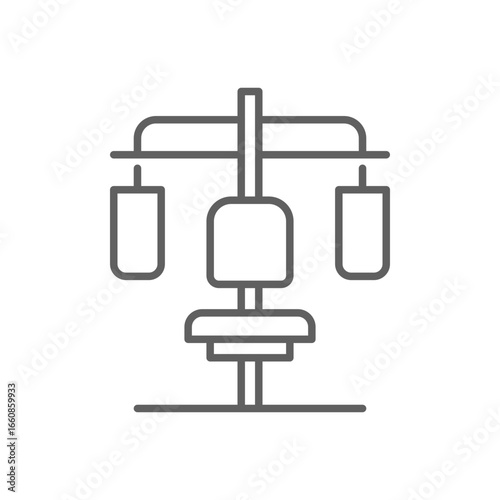 Butterfly gym machine icon. Simple outline style. Fitness, sport, training, equipment, power, strength, shoulder, chest, exercise concept. Thin line symbol. Vector isolated design editable stroke