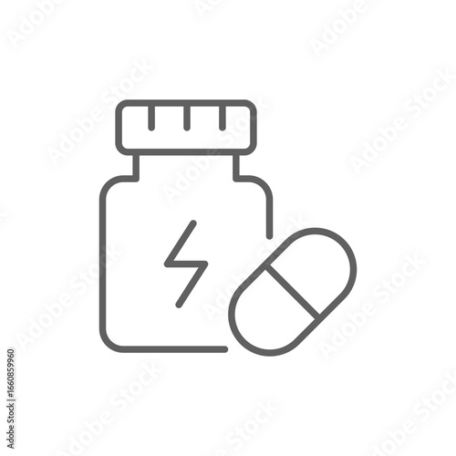 Sports nutrition icon. Simple outline style. Fitness supplement, Sport, container, gym, energy, training, healthy, workout, protein concept. Thin line symbol. Vector isolated design editable stroke