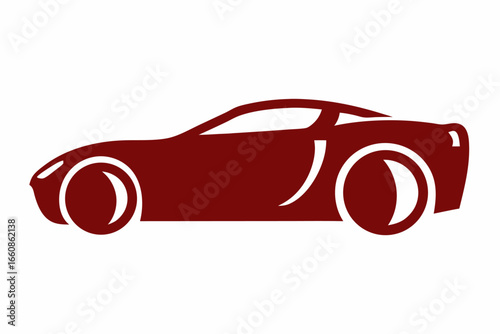 A red sports car in a simple two dimensional illustration style